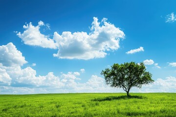 Obraz premium Beautiful solitary tree under a blue sky