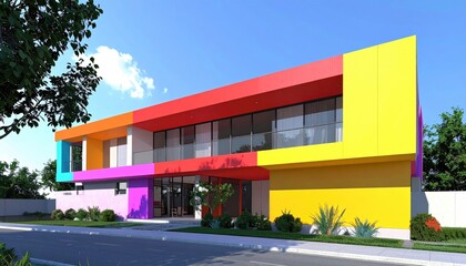 Vibrant Colorful Modern Building Design Architecture Concept
