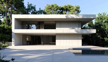Modern Concrete House Design Minimalist Architecture with Pool