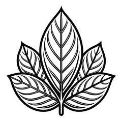 Black and white vector leaf icon with natural and eco-friendly design elements