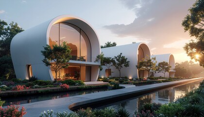 Modern Architectural Design Curving Homes by the Water