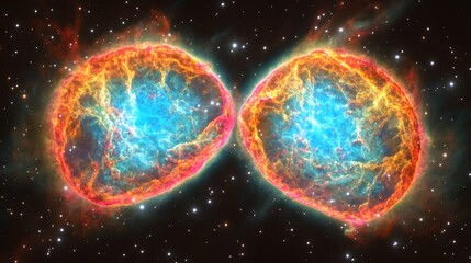 Obraz premium Cosmic Nebula Twin Stars Space Exploration Colorful Galaxy