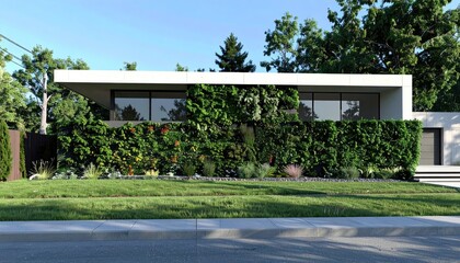 Modern Minimalist House with Lush Green Living Wall