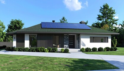 Modern Ranch House Design with Solar Panels Sustainable Home Architecture