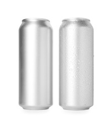 Two blank tin cans isolated on white