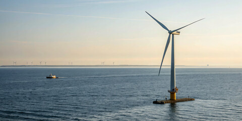 single windmill on the sea