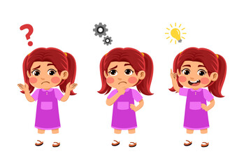 happy funny kids looking for idea process. suitable for use for child theme design elements