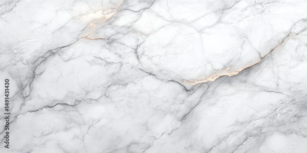 Poster close-up view of white marble surface with natural gray and subtle gold veining creating an elegant 