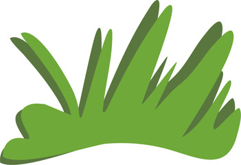 Vibrant Green Grass Tuft, Cartoon Style Illustration