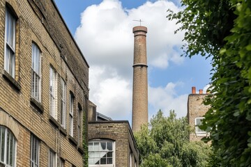 Old industrial building with chimney