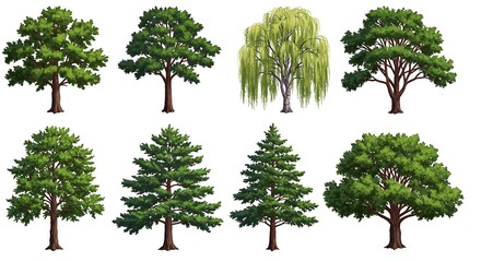 Fototapeta premium Collection of trees illustration