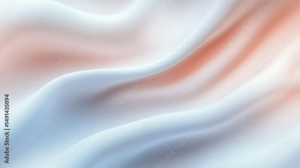 Poster smooth flowing fabric with soft waves blending pale blue and muted peach tones creating a calm and s