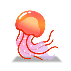 Stylized illustration of a jellyfish.  Vibrant colors and simple design.  Perfect for children's books or marine-themed projects.