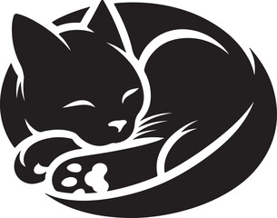 Black silhouette vector illustration of a cartoon cat, a simple animal design icon
