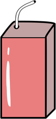 Cartoon Illustration of a Pink Juice Box with Straw