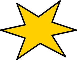 Golden Seven-Pointed Star Shape, Simple Graphic Design Element