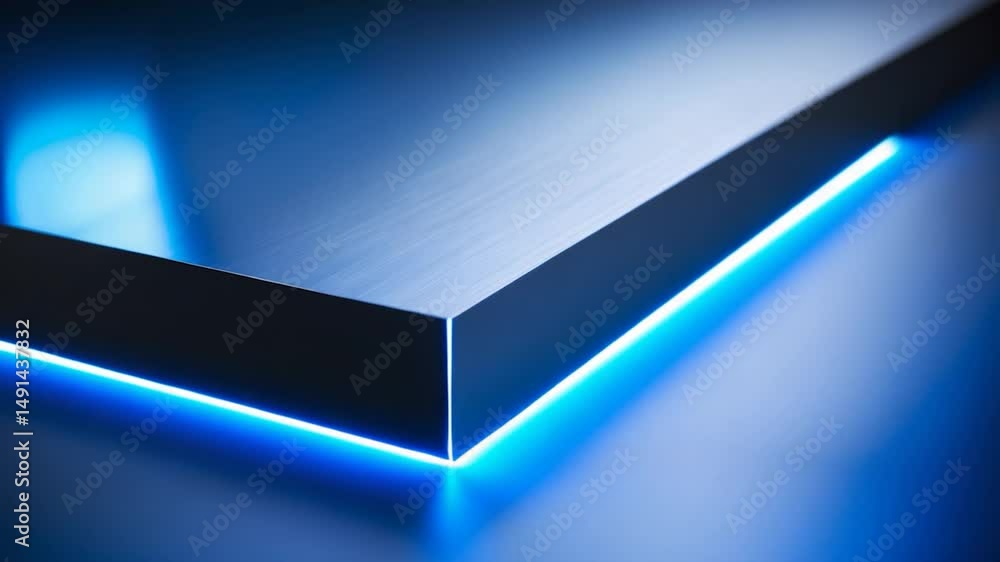 Poster brushed metal featuring sharp edges against a backdrop. shallow depth of field.