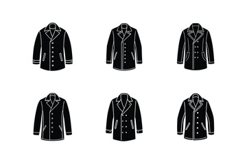 peacoat sketch icon silhouette vector illustration