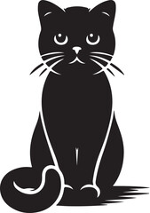 Black and white cartoon cats and a mouse in a cute silhouette drawing