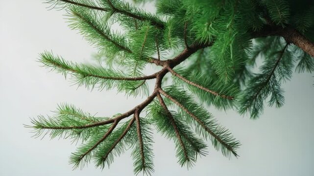 Isolated pine tree branch on a white background