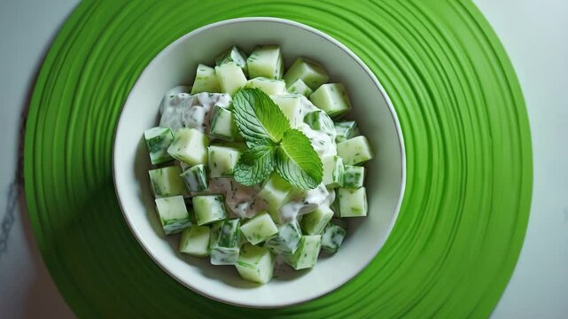 Salad topped with yoghurt