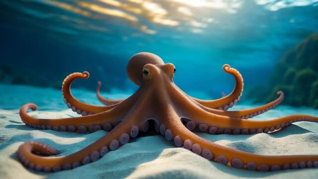 Discovery of an octopus in the sea, with a mantle length of 16 cm and arms that can extend to at least 80 cm.
