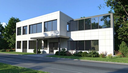 Modern Office Building Sleek Design Meets Natural Light.