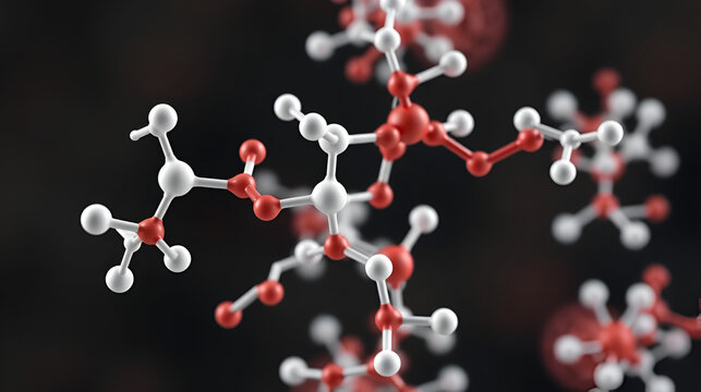 Cantharidin, rotating 3D model of terpenoid, seamless looped video, molecular structure with selective focus