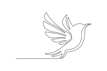 Continuous one line drawing of Flying up dove bird. Single line drawing illustration of Flying Birds. Symbol of peace and freedom concept vector art. Doodle line illustration.