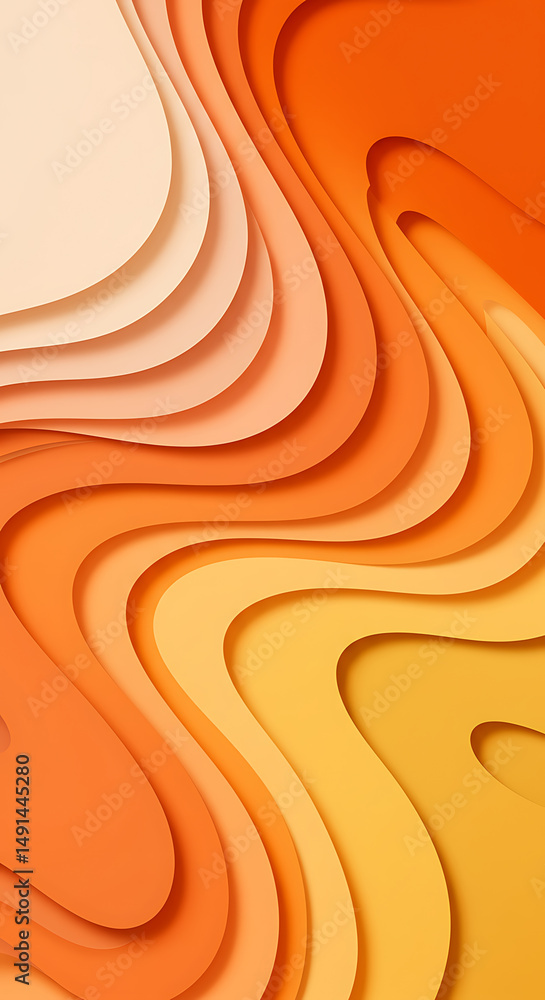 Poster warm gradient abstract background with wavy paper layers