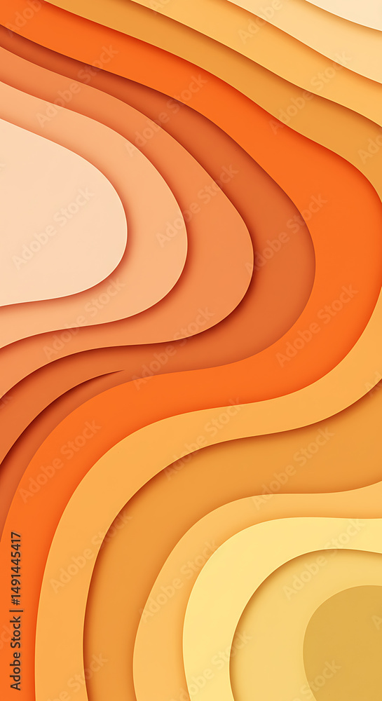 Poster warm orange yellow paper cut effect abstract layered design background for web or print