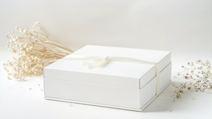 Timeless Elegance: Sleek White Minimalist Gift Box Backgrounds for Sophisticated Presentations