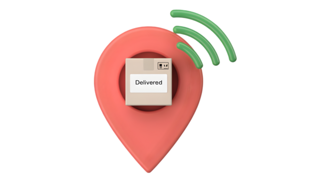 Delivered Package Location Pin 3D Illustration