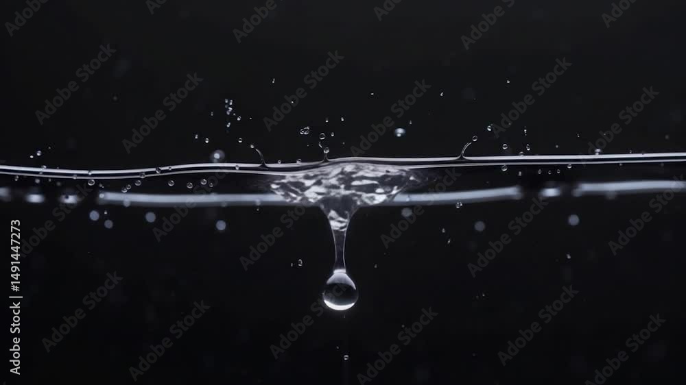 Canvas Prints splash of water or ripple on black background creating an abstract water shape