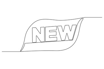 Continuous one line drawing of Stickers for a new product. Single line drawing illustration of New icon. New product concept vector art. Doodle line illustration.