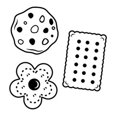 Cookie and Biscuit Outline Icons Set