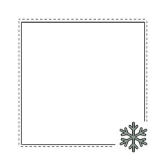 Fototapeta premium Minimalist frame border with snowflake design for winter decor 