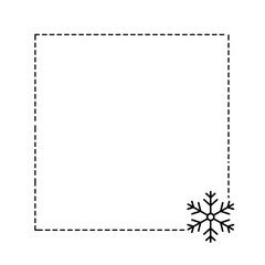 Obraz premium Minimalist frame border with dotted lines and snowflake decoration 