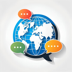 Translation and Globalization Icon with Speech Bubbles