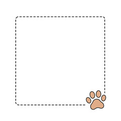 Blank minimalist frame border with cute pet paw design  