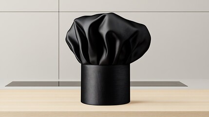 黒のシェフハット：質感3Dレンダリング