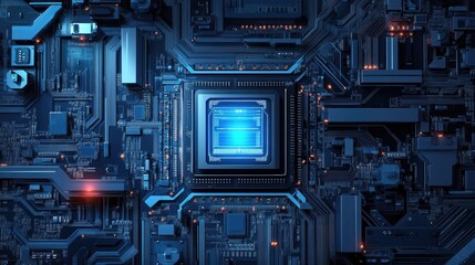 Fototapeta premium Computer processor with cyber AI brain concept
