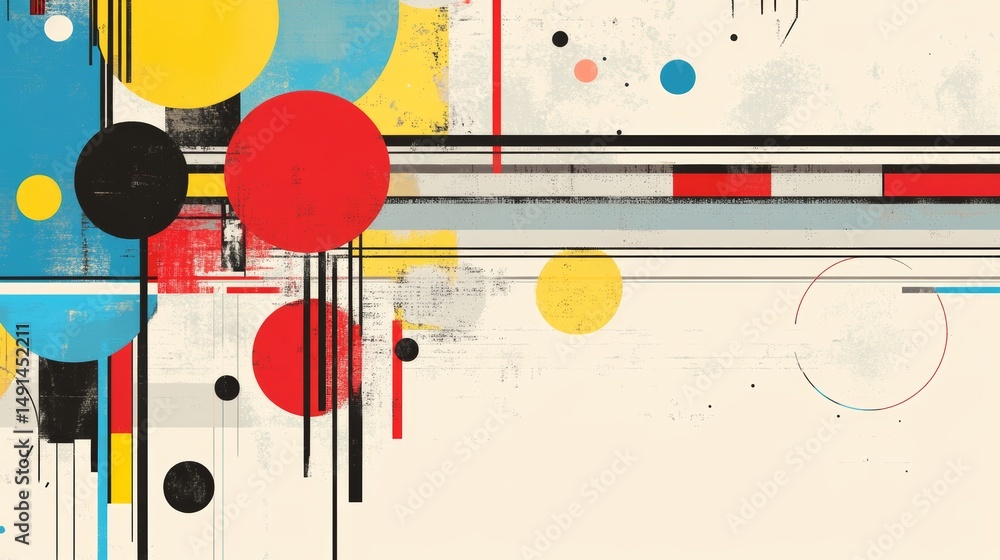 Aufkleber dynamic composition featuring geometric shapes and textured overlay design
