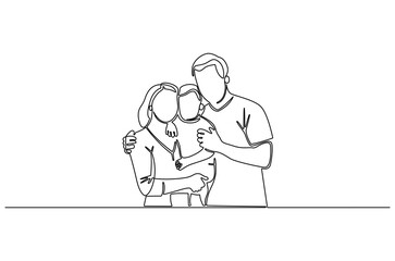Continuous one line drawing of Family photos. Single line drawing illustration of Small Family gathering. International Day of Families concept vector art. Doodle line illustration.
