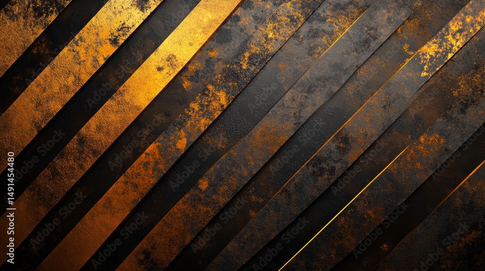 Aufkleber Abstract metallic diagonal strips with rusty texture on dark background