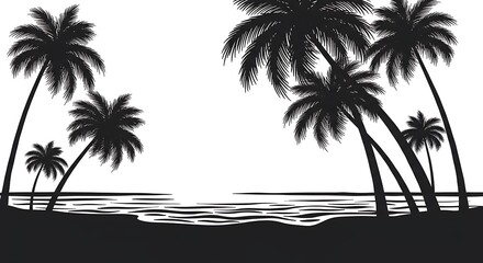 Obraz premium Tropical Silhouette Serenity AI Generated