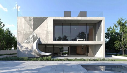 Modern Concrete House Minimalist Architecture  Contemporary Design.