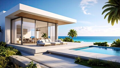 Luxury Coastal Living Modern Villa with Ocean View with Poolside Relaxation.