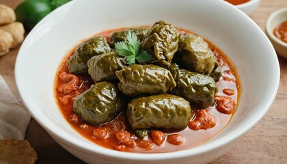 Delicious stuffed cabbage rolls in tomato sauce
