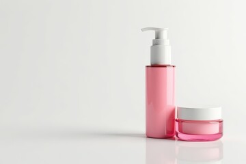 Luxurious skincare set against pure white background, hyaluronic, natural, treatment